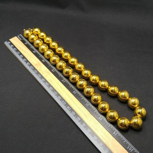 Vintage Monet Gold Plated Beaded Necklace 15mm Beads 1950s–1960s - Picture 6 of 10